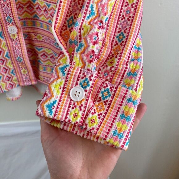 Savanna Jane Womens Aztec Geometric Long Sleeve Button Up Pink 1X - Picture 5 of 10